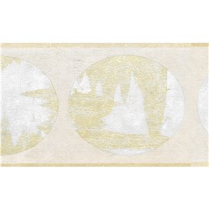 Bordure de papier peint de 6 po préencollée par Dundee Deco, beige, perle