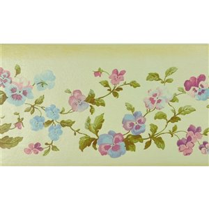 Dundee Deco 7-in Beige/Green/Pink/Blue Prepasted Wallpaper Border