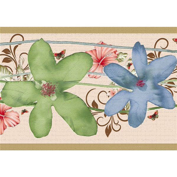 Dundee Deco 7-in Green/Blue/Pink Self-Adhesive Wallpaper Border | RONA