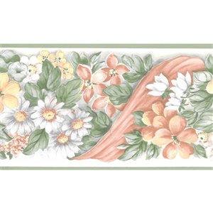 Dundee Deco 5.2-in Green/White/Pink Prepasted Wallpaper Border