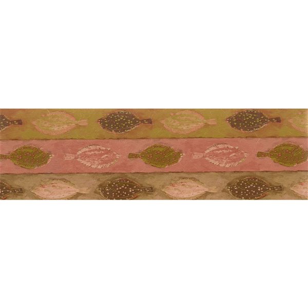 Dundee Deco 7-in Gold/Pink/Brown/Green Prepasted Wallpaper Border