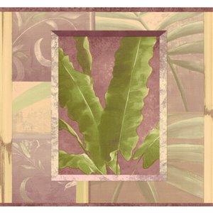 Bordure de papier peint de 8 po préencollée par Dundee Deco, vert, violet, marron