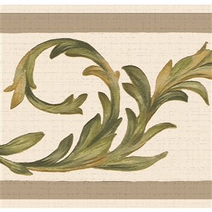 Dundee Deco 7-in Self-Adhesive Wallpaper Border Green and Beige