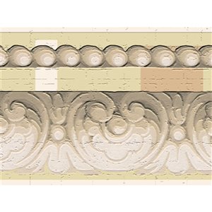 Bordure de papier peint de 7 po auto-adhésive par Dundee Deco, beige, sépia, vert