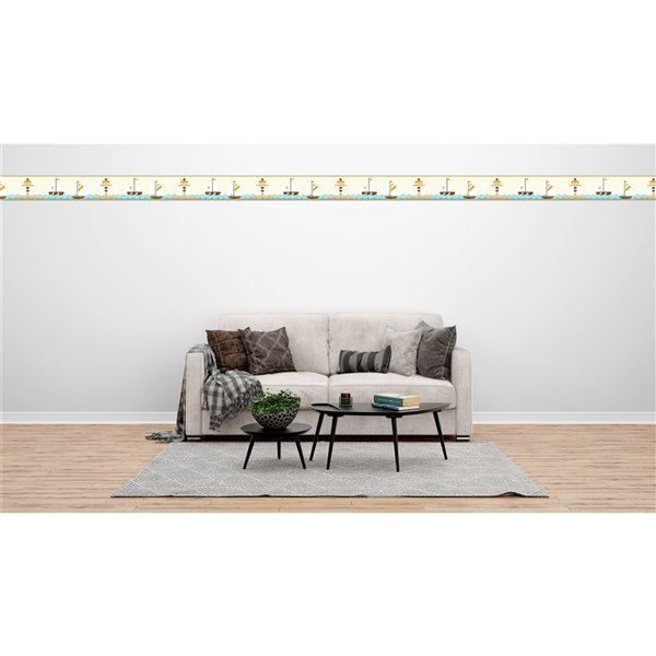 Dundee Deco 6-in Orange/Teal Prepasted Wallpaper Border