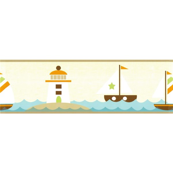 Dundee Deco 6-in Orange/Teal Prepasted Wallpaper Border