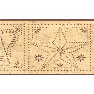 Bordure de papier peint de 6 po préencollée par Dundee Deco, beige, marron