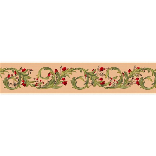 Dundee Deco 7-in Green/Sepia/Red Self-Adhesive Wallpaper Border