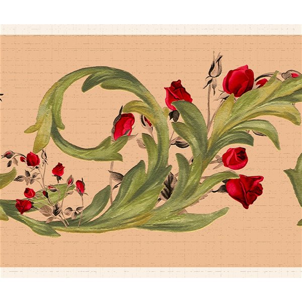 Dundee Deco 7-in Green/Sepia/Red Self-Adhesive Wallpaper Border