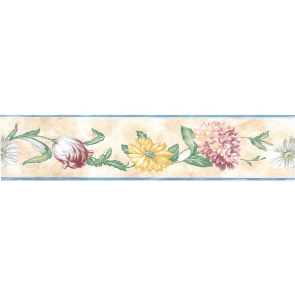 Dundee Deco 5.25-in Blue/Pink/Yellow/Green/Beige Prepasted Wallpaper Border