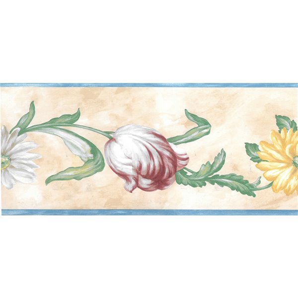Dundee Deco 5.25-in Blue/Pink/Yellow/Green/Beige Prepasted Wallpaper Border