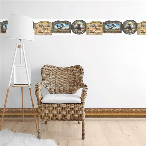 Dundee Deco 7-in Blue/Brown/Black Prepasted Wallpaper Border