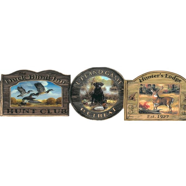 Dundee Deco 7-in Blue/Brown/Black Prepasted Wallpaper Border