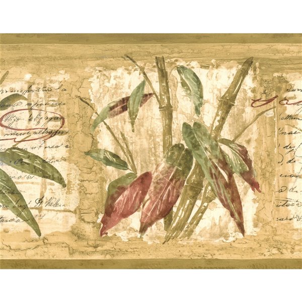 Dundee Deco 5.25-in Floral Beige, Pink, Green Flowers In Garland Wall Border Retro Design 15 Ft X 5 25 In 4 57m X 13 34cm