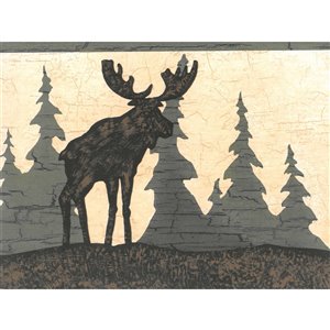 Bordure de papier peint de 6,87 po préencollée par Dundee Deco, beige, marron, vert