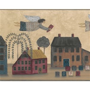Bordure de papier peint de 7,5 po préencollée par Dundee Deco, bleu, marron, vert