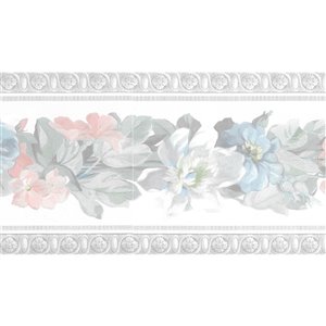 Bordure de papier peint de 6,75 po préencollée par Dundee Deco, rose, vert, bleu, blanc