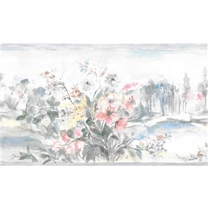 Bordure de papier peint de 5,25 po préencollée par Dundee Deco, rose, vert, jaune