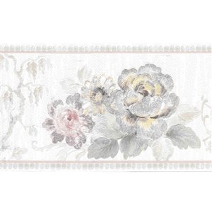 Bordure de papier peint de 5,25 po préencollée par Dundee Deco, perle, beige, vert, rose