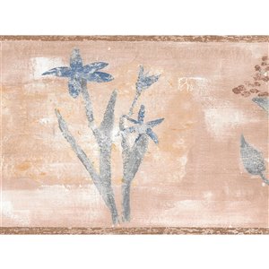 Bordure de papier peint de 7 po préencollée par Dundee Deco, beige, marron, vert, jaune