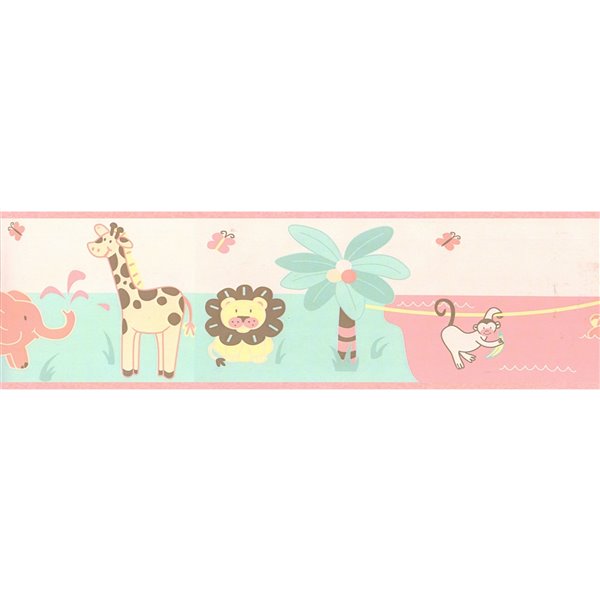 Dundee Deco 6-in Pink/Teal Prepasted Wallpaper Border | RONA