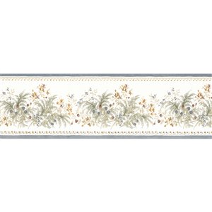 Bordure de papier peint de 3,5 po préencollée par Dundee Deco, bleu, beige, gris, orange