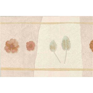Dundee Deco 7-in Pale Beige/Pink Brown/Light Green Prepasted Wallpaper Border