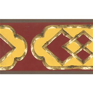 Dundee Deco 5.3-in Maroon/Yellow/Brown Prepasted Wallpaper Border