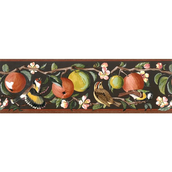 Dundee Deco 6.89-in Brown/Pink/Green Prepasted Wallpaper Border