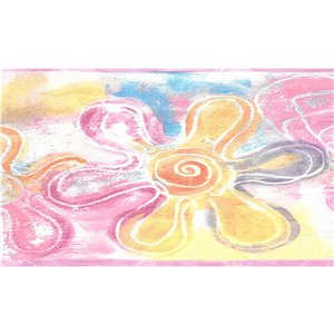 Dundee Deco 6.8-in Pink/Yellow/Blue Prepasted Wallpaper Border