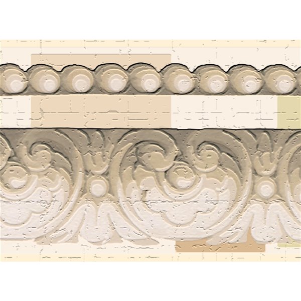 Bordure de papier peint de 7 po auto-adhésive par Dundee Deco, beige, sépia, crème