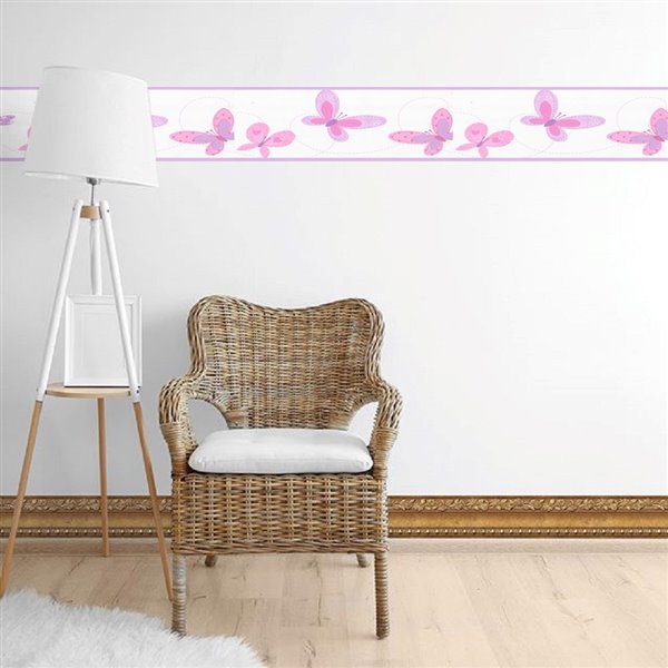 Dundee Deco 7-in Pink/Purple/Beige Prepasted Wallpaper Border