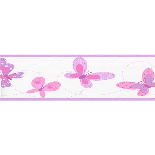 Dundee Deco 7-in Pink/Purple/Beige Prepasted Wallpaper Border
