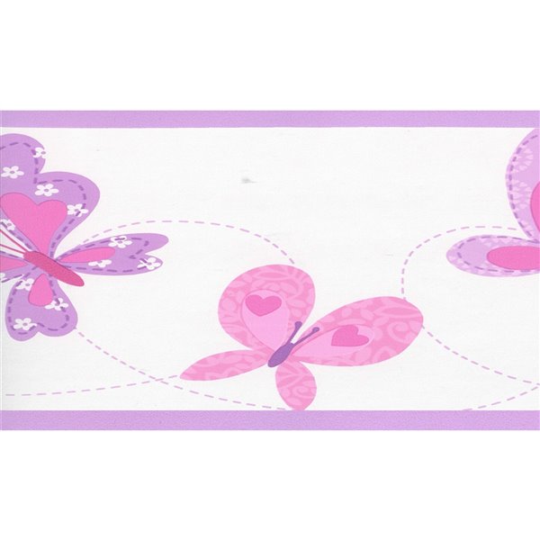 Dundee Deco 7-in Pink/Purple/Beige Prepasted Wallpaper Border