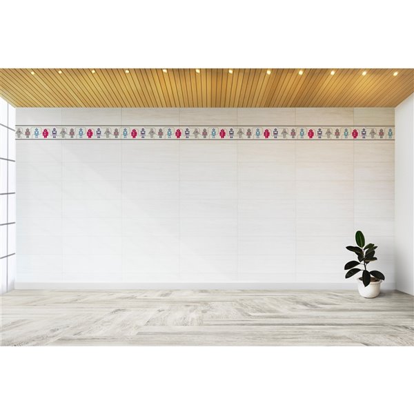 Dundee Deco 7-in White/Grey/Silver/Red Prepasted Wallpaper Border