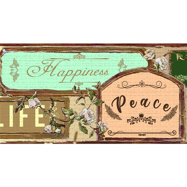 Bordure de papier peint de 7 po auto-adhésive par Dundee Deco, beige, marron, vert