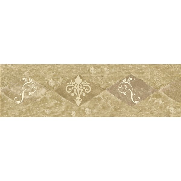 Bordure de papier peint de 7 po auto-adhésive par Dundee Deco, beige foncé