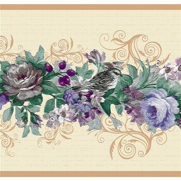 Dundee Deco 7-in Purple/Blue/Green/Beige Self-Adhesive Wallpaper Border