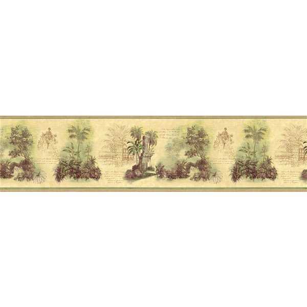 Dundee Deco 10.25-in Brown/Green/Beige Prepasted Wallpaper Border