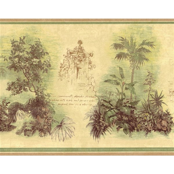 Dundee Deco 10.25-in Brown/Green/Beige Prepasted Wallpaper Border