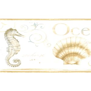 Bordure de papier peint de 6 po préencollée par Dundee Deco, or, beige
