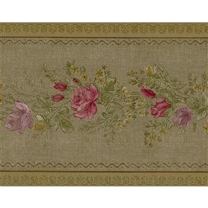 Bordure de papier peint de 5 po préencollée par Dundee Deco, rose, violet, vert
