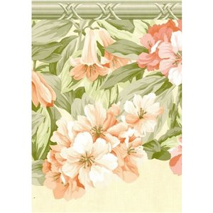 Bordure de papier peint de 10,1 po préencollée par Dundee Deco, beige, rose, vert