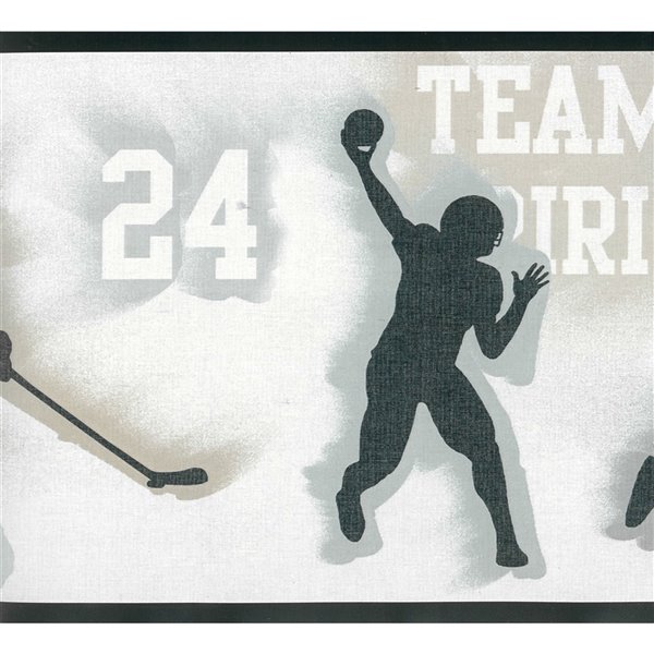 Dundee Deco 8-in Blue/Black/Grey Prepasted Wallpaper Border