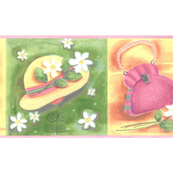 Dundee Deco 7-in Green/Pink/Yellow Prepasted Wallpaper Border