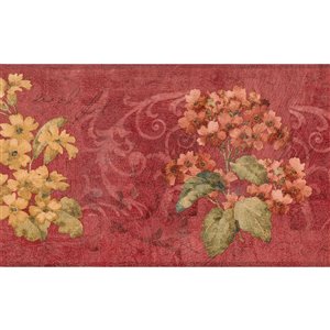 Dundee Deco 7-in Scarlet Red/Yellow/Green Prepasted Wallpaper Border