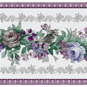 Bordure de papier peint de 7 po auto-adhésive par Dundee Deco, violet, bleu, vert