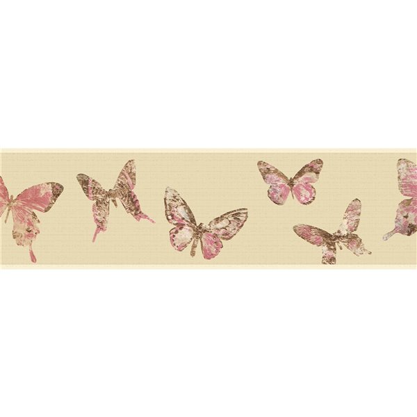 Dundee Deco 7-in Pink/Brown/Beige Self-Adhesive Wallpaper Border
