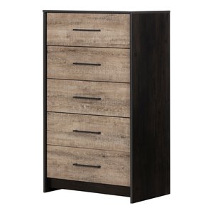 South Shore Furniture Londen Weathered Oak and Ebony 5-Drawer Standard Chest