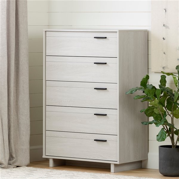 South Shore Furniture Fynn Winter Oak 5-Drawer Standard Chest